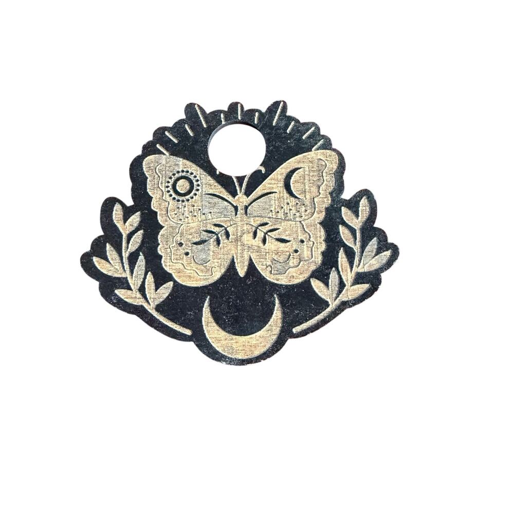 Butterfly and moon wooden sphere holder